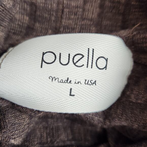 Puella Ribbed Knit Tunic Mock Turtleneck Sweater Brown Womens Size Large - Picture 3 of 8